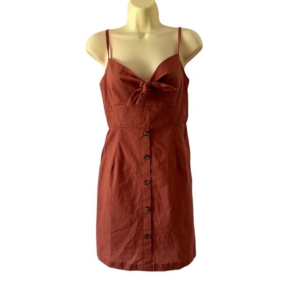 Derek Heart Clay Cotton Sundress Mini Summer Dress Junior Size Small Smocked - Picture 1 of 9